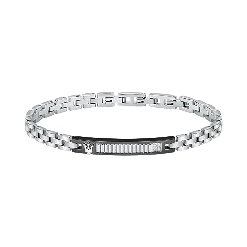 Maserati Bracciale Uomo In Acciaio, Diamanti, Ip Nero, Collezione Diamonds - Jm423Aty20
