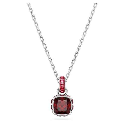 Swarovski Pendente Birthstone, Taglio Squadrato, Gennaio, Rosso, Placcato Rodio