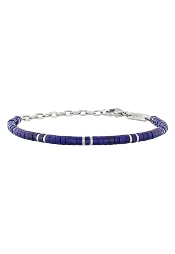 Breil Gioiello Collezione Carving, Bracciali Da Uomo In Acciaio, Pietre Naturali Colore Argento Misura Unica Con Agata - Tj3565