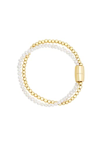 Breil Gioiello Collezione Magnetica System, Bracciali Da Donna In Acciaio Colorato Colore Champagne Misura 19 Con Perla Di Fiume - Tj3582
