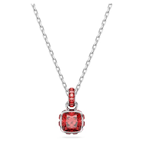 Swarovski Pendente Birthstone, Taglio Squadrato, Luglio, Rosso, Placcato Rodio