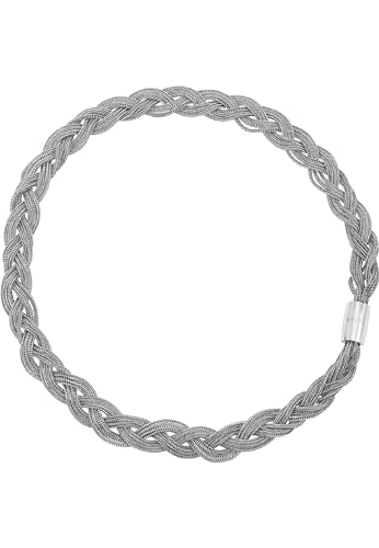 Breil, Collezione Magnetica System, Collana Donna Medium Twist, In Acciaio Lucido, Con Micro Catene Intrecciate E Pratica Chiusura Con Magnete, Lunghe