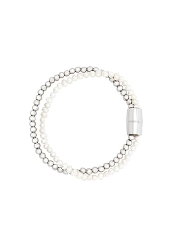 Breil Gioiello Collezione Magnetica System, Bracciali Da Donna In Acciaio Colore Argento, Bianco Misura 19 Con Perla Di Fiume - Tj3581