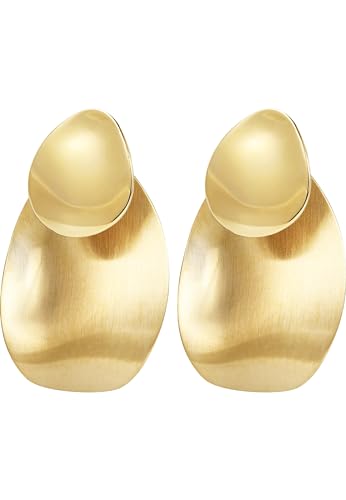 Breil, Collezione B Whisper, Orecchini Da Donna In Acciaio Ip Gold Lucido, Con Pratica Chiusura A Farfalla, Superficie Irregolare, Sinuosa E Luccicant