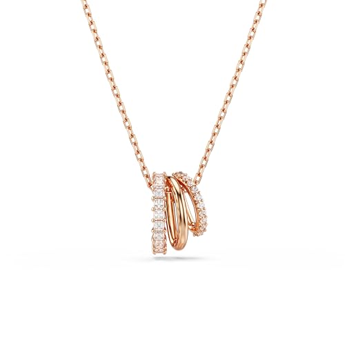 Swarovski Pendente Hyperbola, Taglio Misto, Bianco, Placcato Color Oro Rosa