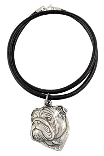 Art-Dog Cane Argento-Ciondolo Placcato Su Cinturino In Pelle - Collana Per Cani In Elegante Custodia - Collane Per Cani In Argento Per Uomo E Donna -