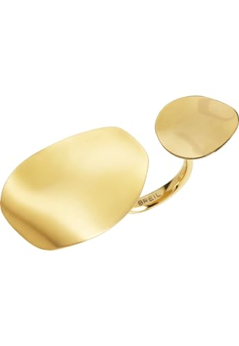 Breil, Collezione B Whisper, Anello Donna, Elementi In Acciaio Ip Gold Lucido E In Acciaio Ip Gold Satinato, Con Superficie Irregolare, Sinuosa E Lucc