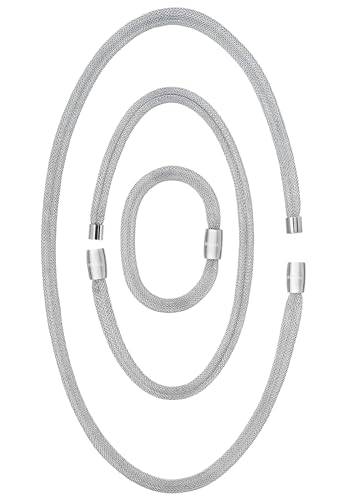 Breil - Soft Set, Bracciale, Girocollo E Collana Donna Collezione Magnetica System - 3 Elementi Di Diverse Lunghezze Trasformabili In Maglia D'Acciaio