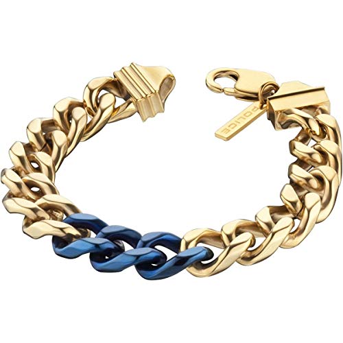 Police Bracciale Uomo Pj25685Bsg.03-L Acciaio Inox 21 Cm, Talla Única, Plastica, Nessuna Pietra Preziosa