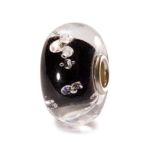 Trollbeads Universal Diamond Bead, Charm In Vetro Lavorato A Mano, Colore Nero, In Vetro E Zirconia Cubica, Collezione Universals, Progettato Da Lise