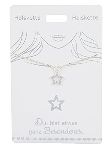 Depesche 4710-012 - Collana Con Ciondolo A Forma Di Stella Placcato Argento, Regolabile In Lunghezza (42 Cm + 5 Cm), Ideale Come Regalo O Piccola Atte