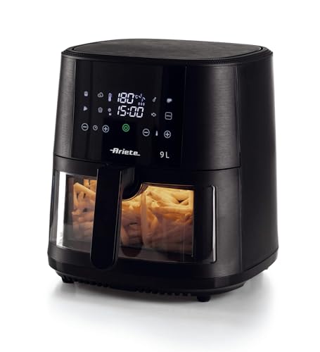 Ariete 4630 Friggitrice Ad Aria 9L, 1300 W, Capacità 9L, Capacità Di Cottura 2,5Kg, 8 Programmi Preimpostati, Temperatura Fino A 200°, Cestello Traspa