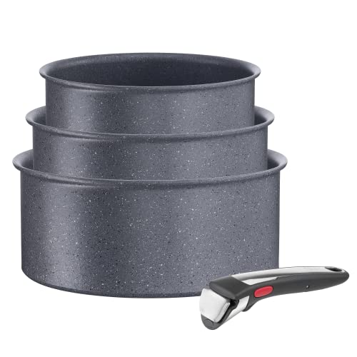 Tefal Ingenio Natural On - Batteria Da Cucina, 4 Pezzi, Impilabile, Rivestimento Antiaderente, Induzione, Made In France L7669253