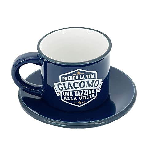 Tazzina Da Caffe' Personalizzata Con Piattino E Scatola Regalo - Giacomo
