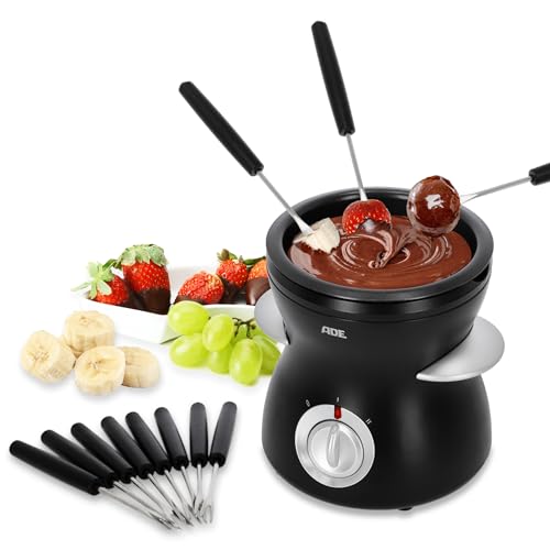 Ade Set Per Fonduta Di Cioccolato Elettrico Con 8 Forchette | 2 Temperature Per Sciogliere E Mantenere In Caldo | Per Cioccolato E Copertura | Ciotola