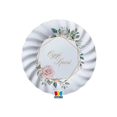 Gioco Piatti 20 Cm Sposi Floral Geometric Conf Da 8 Pezzi