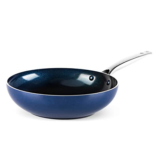 Blue Diamond Cookware Wok Antiaderente In Alluminio, Senza Pfas, Adatto A Tutti I Tipi Di Fornelli, Induzione, Forno E Lavastoviglie, 28 Cm, Blu