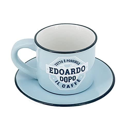 Tazzina Da Caffe' Personalizzata Con Piattino E Scatola Regalo - Edoardo