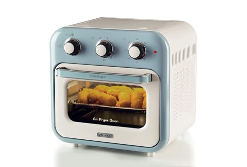 Ariete 4632 Friggitrice Ad Aria E Forno Vintage, 1400W, 2In1, Capacità 16L, Accessori Inclusi, Timer 60 Minuti, Doppio Vetro, Celeste