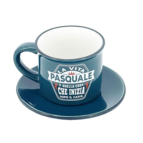 Tazzina Da Caffe' Personalizzata Con Piattino E Scatola Regalo - Pasquale