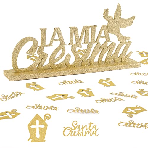 Betessin Decorazione Cresima Comunione Decorazione Santa Cresima Centrotavolo 40Pz Coriandoli Scettro Croce Per Cresima Prima Comunione Battesimo Bomb