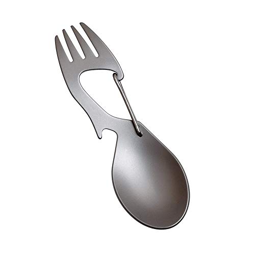 Forchetta In Acciaio Inox Cucchiaio In Titanio Con Apriscatole Apribottiglie Multiuso Per Campeggio Posate Da Viaggio Argento
