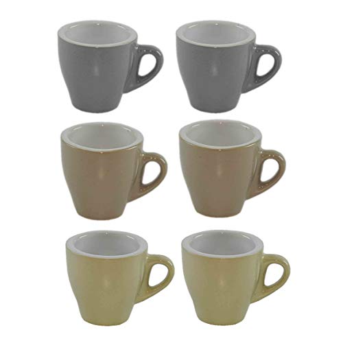 Gicos Set 6 Tazzine Tazze Caffè 3 Colori Beige Grigio Tortora 95Cc Qex-700477