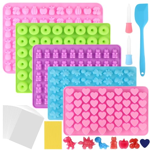5 Pezzi Stampi In Silicone Per Caramelle, Stampi Per Orsetti Gommosi Con 2 Contagocce, Spatola, 50 Sacchetti Di Caramelle E Lacci, Per Fare Gommose, C