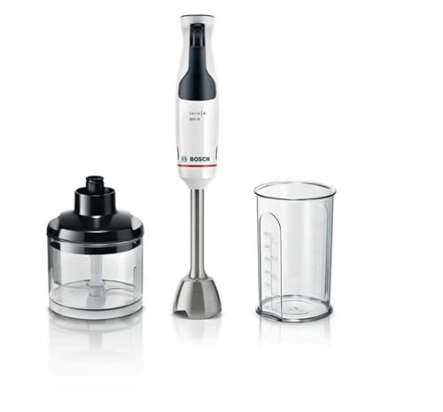 Bosch Elettrodomestici, Serie 4, Frullatore A Immersione, Ergomaster, 800 W, Bianco, Msm4W420