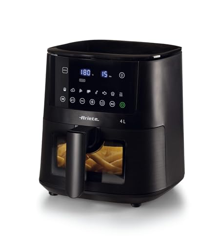 Ariete 4633 Friggitrice Ad Aria 4L, 1400W, Capacità 4L, 9 Programmi, Funzione Shake E Grill, Temperatura Fino A 200°C, Nero