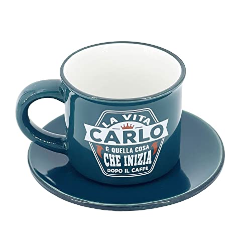 Tazzina Da Caffe' Personalizzata Con Piattino E Scatola Regalo - Carlo