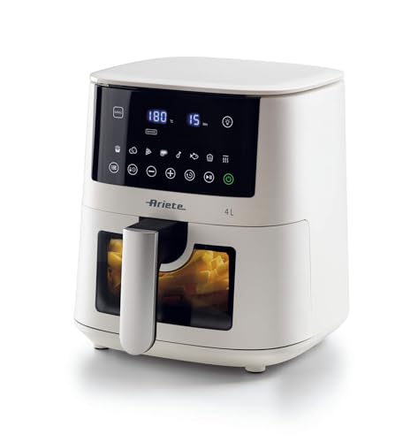 Ariete 4633 Friggitrice Ad Aria 4L, 1400W, Capacità 4L, 9 Programmi, Funzione Shake E Grill, Temperatura Fino A 200°C, Bianco