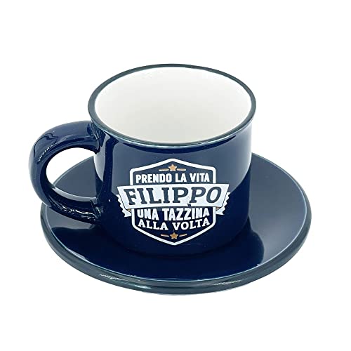 Tazzina Da Caffe' Personalizzata Con Piattino E Scatola Regalo - Filippo