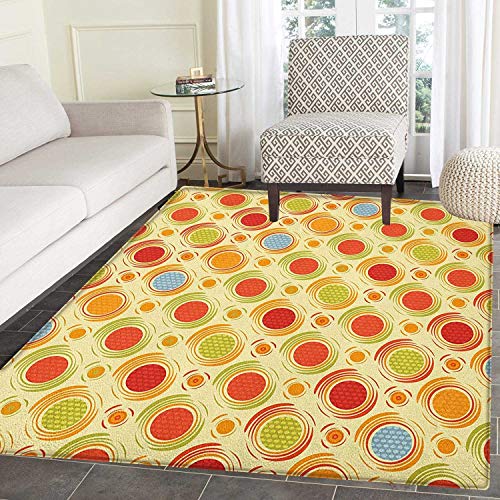 Tappeti Astratti Per Camera Da Letto Motivo Ripetuto Colorati Grandi Piccoli Pois Cerchi Diagonali Design A Righe Tappeti Circolari Per Soggiorno 7,6