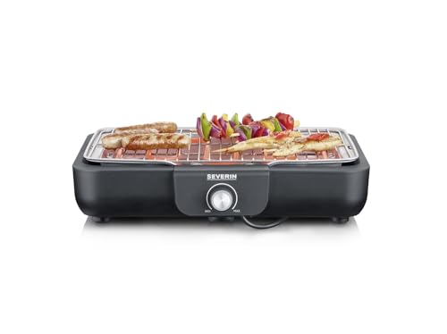 Severin Pg 8554 - Barbecue Da Tavolo Con Griglia A Filo, Temperatura Regolabile In Continuo, Spegnimento Automatico, 2.300 W, Rivestimento Safe Touch