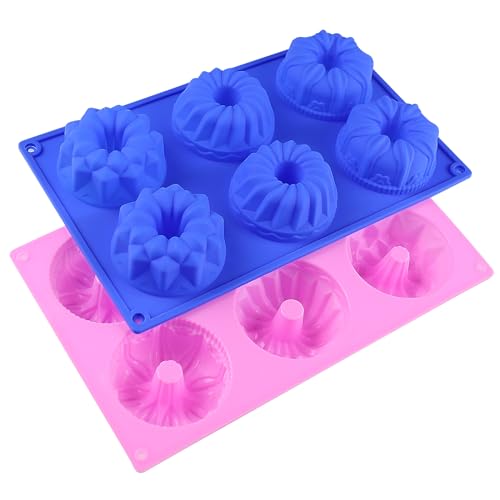 Kangbaz 2 Pz Gugelhupfform Cake Mould Silicone, Mini Donut Moulds Gugelhupf Baking Moulds Safe Silicone Donut Baking Moulds 6 Wells With Non-Stick Coa