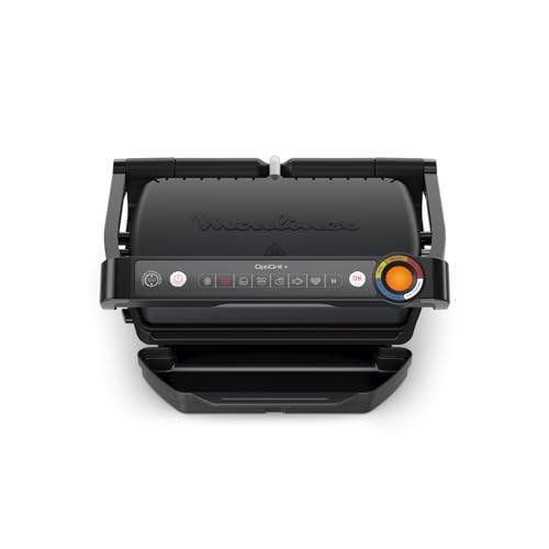 Moulinex Optigrill+, Griglia Elettrica Da Interno Ideale Per Cucinare Carne, Pesce E Verdure, Indicatore Di Cottura E 6 Programmi Automatici, Piastre 