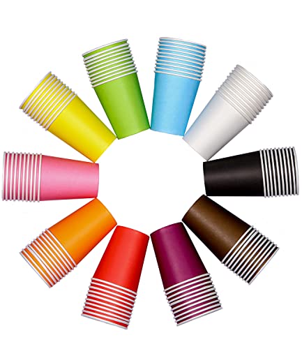 Jospl 100Pz Bicchieri Di Carta Multicolor Caffe Acqua Grandi Per Creazione Fai-Da-Te, Bevande Calde E Fredde, Feste