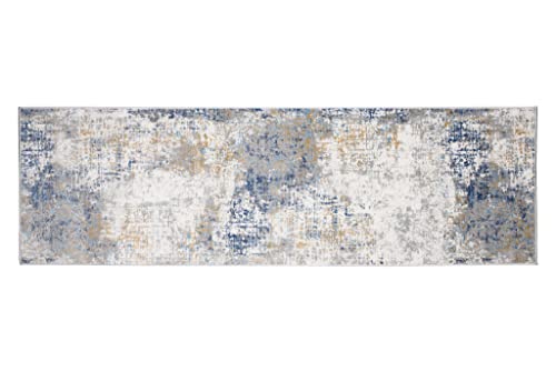 Kanto Tappeto Corsia Moderno Sfumato Salotto Soggiorno Camera Pelo Corto (80X250Cm, 512 Blue)