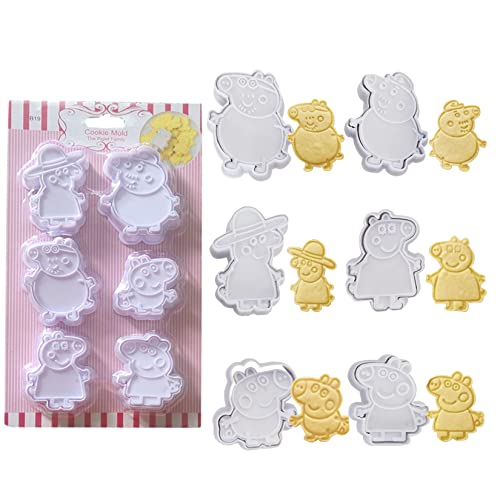 Yonghang 6 Pezzi Formine Biscotti Set 3D Stampi Per Biscotti Bambini Timbro Plastica Riutilizzabile Per Pane Decorazione Torta Bambini Festa Di Comple