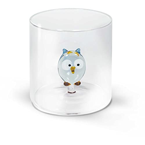 Wd Lifestyle Bicchiere In Vetro Borosilicato. Capacità 250 Ml. Decoro Gufo.