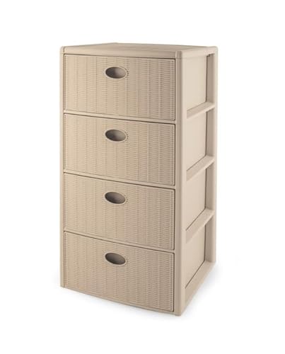 Stefanplast Mobile Cassettiera Elegance 4 Cassetti Cashmere 40 X 40 X 80 Cm