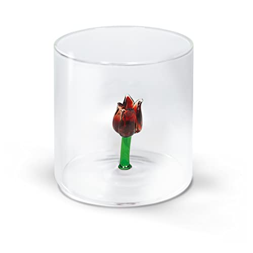Wd Lifestyle Bicchiere In Vetro Borosilicato. Capacità 250 Ml. Decoro Tulipano.