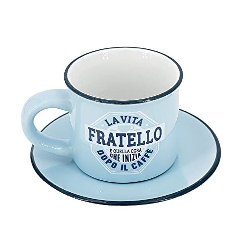 Tazzina Da Caffe' Personalizzata Con Piattino E Scatola Regalo - Fratello