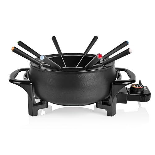Tristar Fo-1107 Fonduta Set, 1000 W, Acciaio Inossidabile Alluminio, Nero