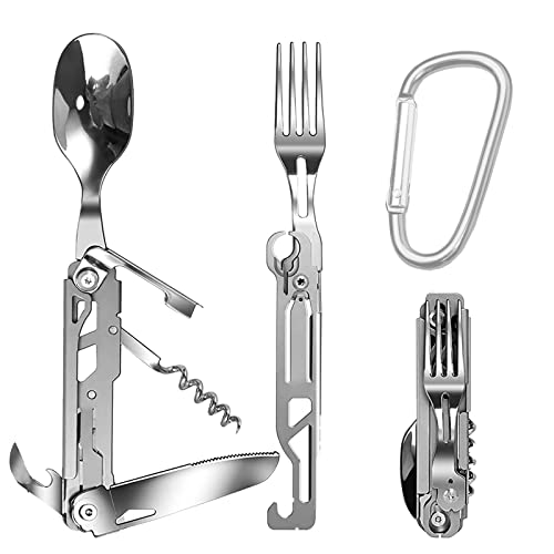 Posate Da Campeggio, Posate Da Viaggio, Multifunzionali, Pieghevoli Per Picnic, Set Di Posate In Acciaio Inox, Coltello Forchetta, Cucchiaio, Apribott