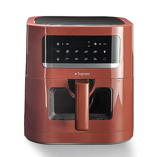 Tognana Iridea, Friggitrice Ad Aria 7 L Con Contenitore E Griglia Antiaderente E Display Digitale, Rosso Mela
