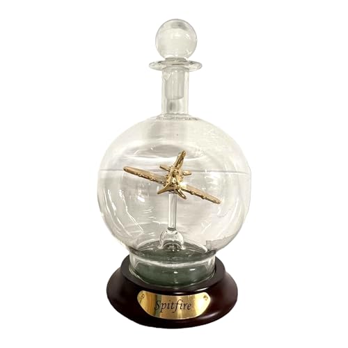Splendido Decanter In Vetro Con Modellino Di Spitfire In Vetro