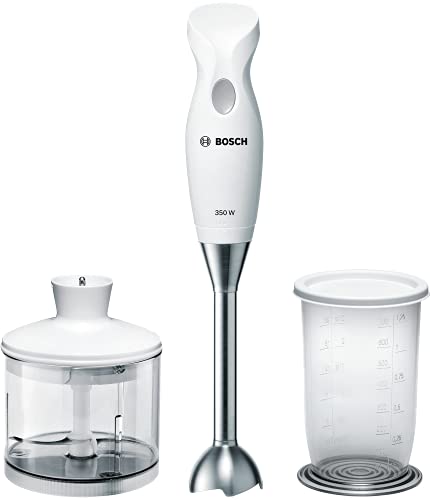Bosch Msm6B500 Frullatore A Immersione, 350W, Lama In Acciaio Inox, Impugnatura Ergonomica, Facile Da Usare E Pulire, Tritatutto Incluso, Bicchiere Gr