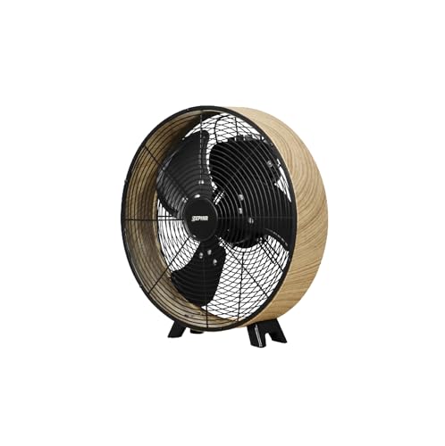 Zephir, Ventilatore Da Pavimento Diametro Da 30Cm, 3 Velocità,3 Pale In Alluminio Nero, Griglia A Spirale In Alluminio Nero, Colore Nero,Rifiniture Ef